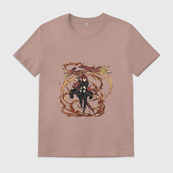 Футболка хлопковая мужская Дилюк в деле, цвет: пыльно-розовый