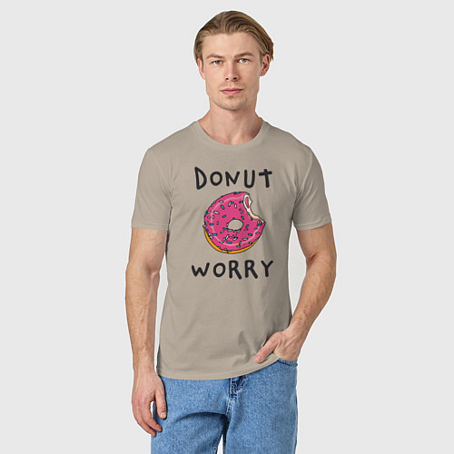 Мужская футболка Не беспокойся Donut worry / Миндальный – фото 3