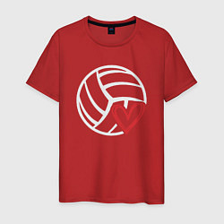 Футболка хлопковая мужская Love Volleyball, цвет: красный