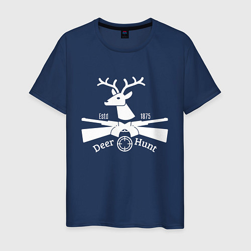 Мужская футболка Охота на оленей / Тёмно-синий – фото 1