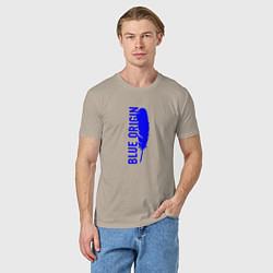 Футболка хлопковая мужская Blue Origin logo перо, цвет: миндальный — фото 2