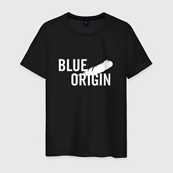 Футболка хлопковая мужская Blue Origin logo перо, цвет: черный