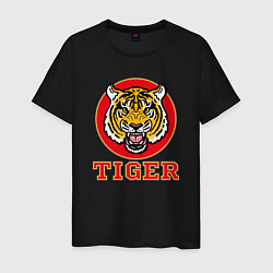 Футболка хлопковая мужская Tiger Japan, цвет: черный