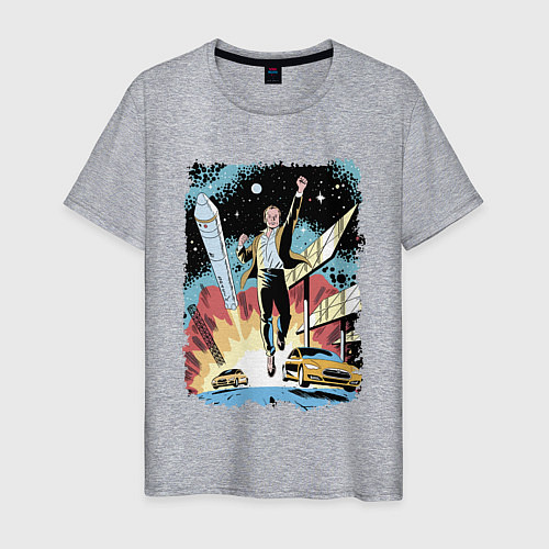 Мужская футболка Илон Маск и космос / Меланж – фото 1