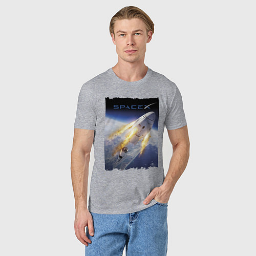 Мужская футболка Путешествие к звёздам, Space X / Меланж – фото 3