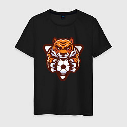 Футболка хлопковая мужская Football Tiger, цвет: черный