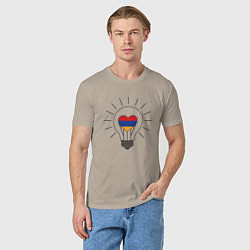 Футболка хлопковая мужская Армения - Лампочка, цвет: миндальный — фото 2