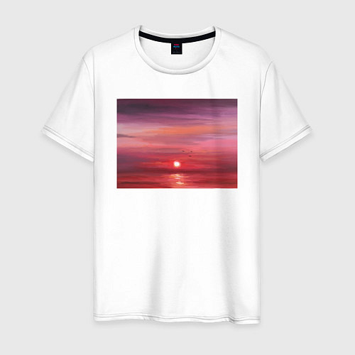 Мужская футболка Сочный закат на море / Белый – фото 1