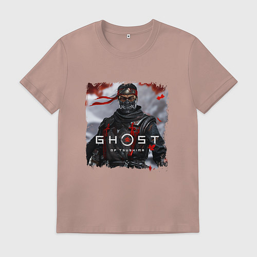 Мужская футболка Ghost of Tsushima Призрак Цусима / Пыльно-розовый – фото 1