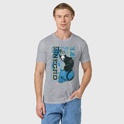 Футболка хлопковая мужская Кот на черепе, цвет: меланж — фото 2