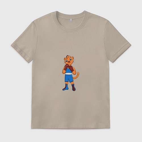 Мужская футболка Львенок боксер / Миндальный – фото 1