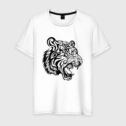 Мужская футболка Голова тигра тату / Белый – фото 1