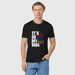 Футболка хлопковая мужская ДНК - Армения, цвет: черный — фото 2