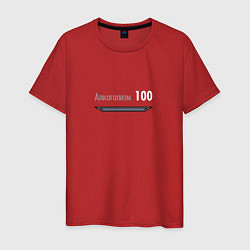 Футболка хлопковая мужская Алкоголизм 100, цвет: красный
