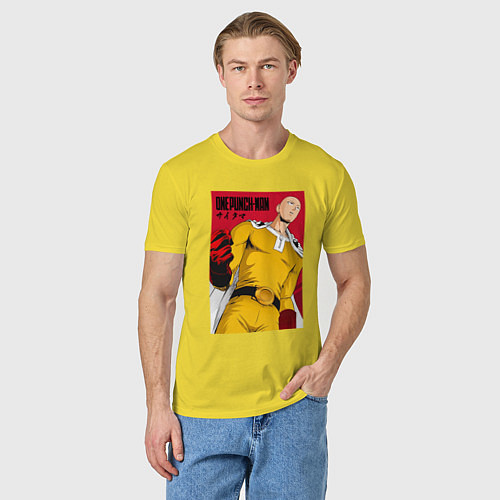 Мужская футболка Сайтама Saitama Ванпанчмен / Желтый – фото 3