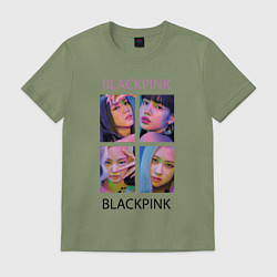 Футболка хлопковая мужская BLACKPINK черно-розовые, цвет: авокадо