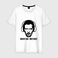 Футболка хлопковая мужская Dr House music, цвет: белый