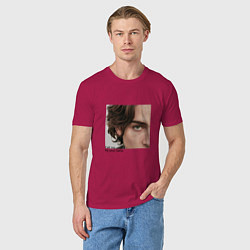 Футболка хлопковая мужская Timothee Chalamet CMbYN цитата, цвет: маджента — фото 2