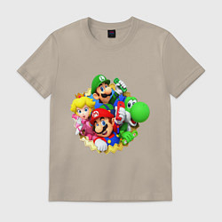 Футболка хлопковая мужская Mario wii, цвет: миндальный
