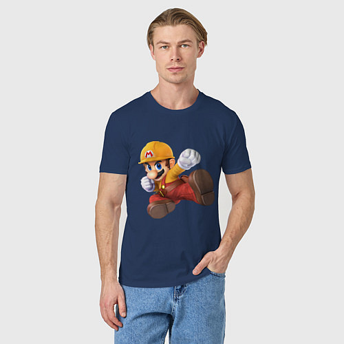 Мужская футболка MarioJump / Тёмно-синий – фото 3