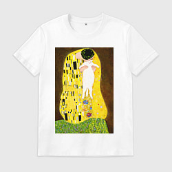 Мужская футболка Густав Климт влюблённые поцелуй с котом