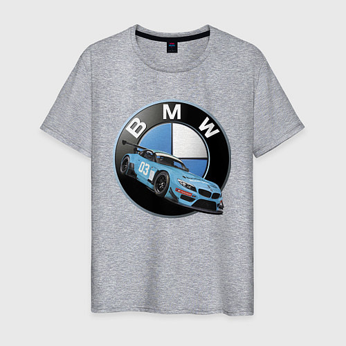 Мужская футболка BMW самая престижная марка автомобиля / Меланж – фото 1