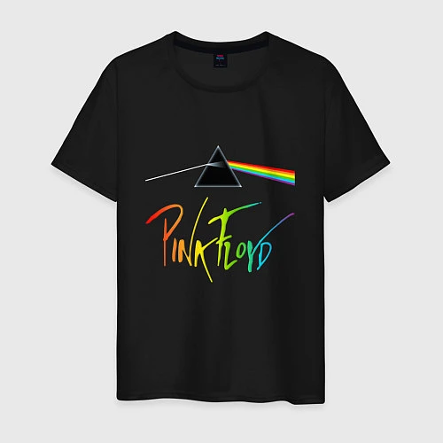 Мужская футболка PINK FLOYD COLOR LOGO / Черный – фото 1