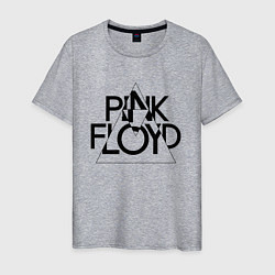 Футболка хлопковая мужская PINK FLOYD LOGO ПИНК ФЛОЙД, цвет: меланж