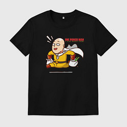 Мужская футболка Счастливый Сайтама с пакетами продуктов One Punch-