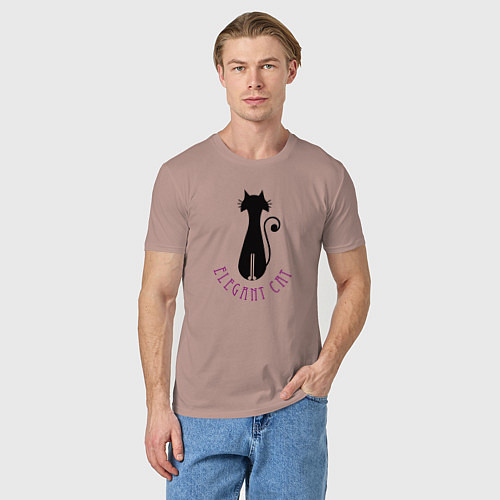 Мужская футболка Элегантный кот / Пыльно-розовый – фото 3