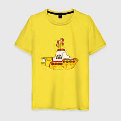 Футболка хлопковая мужская The Beatles Yellow Submarine в дудл стиле, цвет: желтый