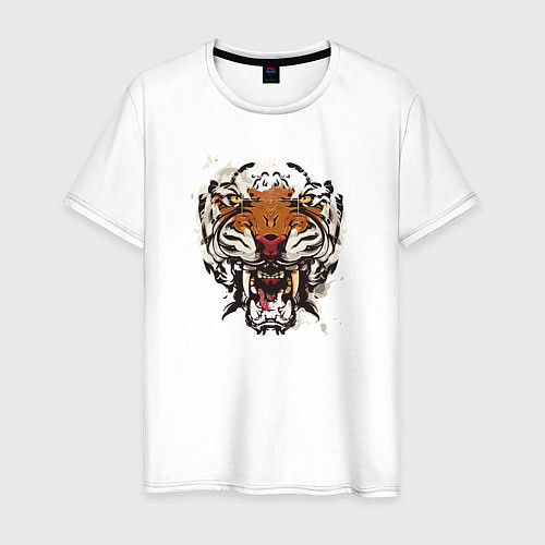 Мужская футболка Angry Tiger watercolor / Белый – фото 1