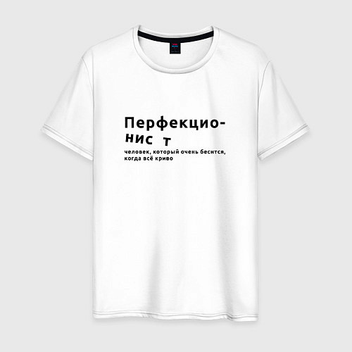 Мужская футболка ПЕРФЕКЦИОНИСТ ПЕРФЕКЦИОНИЗМ / Белый – фото 1