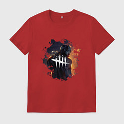 Футболка хлопковая мужская DEAD BY DAYLIGHT LOGO HUNTER ОХОТНИК DBD, цвет: красный