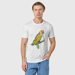 Футболка хлопковая мужская Любимый попугай, цвет: белый — фото 2