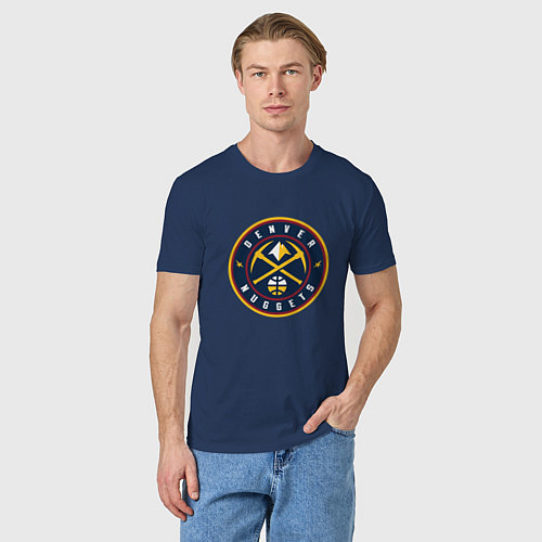 Мужская футболка Денвер Наггетс логотип / Тёмно-синий – фото 3