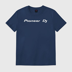 Футболка хлопковая мужская Pioneer DJ - Logo White, цвет: тёмно-синий