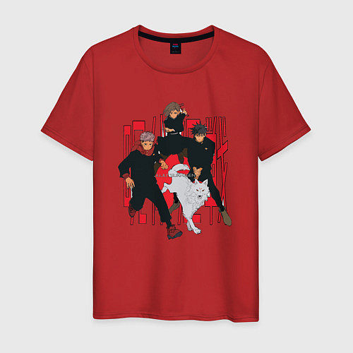 Мужская футболка JUJutsu kaisen Трио итадори мегуми нобара / Красный – фото 1