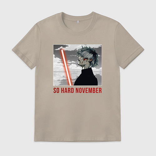 Мужская футболка Токийский Гуль NOVEMBER DARK / Миндальный – фото 1