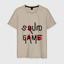 Футболка хлопковая мужская Blood Squid Game, цвет: миндальный