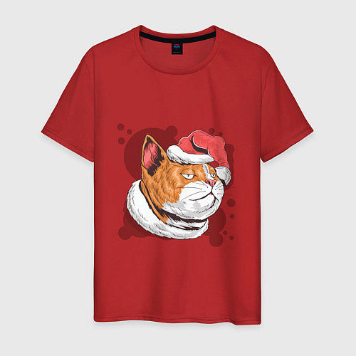 Мужская футболка Christmas Cat / Красный – фото 1