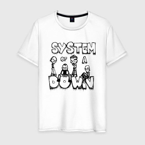 Мужская футболка Карикатура на группу System of a Down / Белый – фото 1