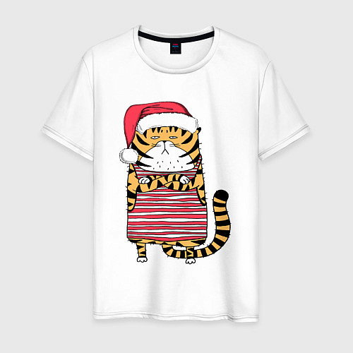 Мужская футболка Недовольный повар - тигр / Белый – фото 1