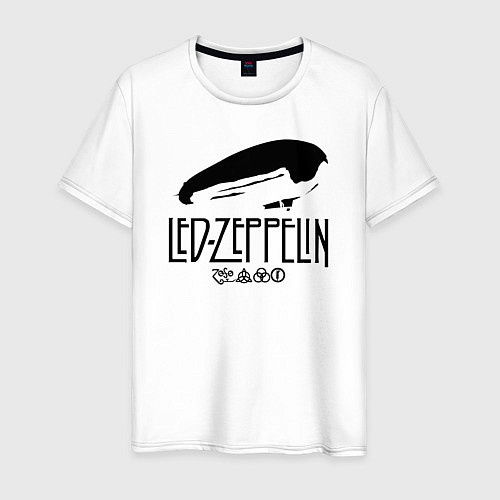 Мужская футболка Дирижабль Led Zeppelin с лого участников / Белый – фото 1