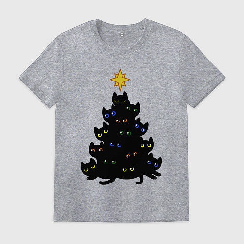 Мужская футболка НовоКОТняя елка / Меланж – фото 1