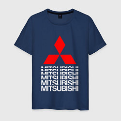 Футболка хлопковая мужская MITSUBISHI МИЦУБИСИ МИТСУБИСИ МИЦУБИШИ LOGO STYLE, цвет: тёмно-синий