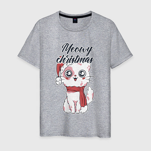 Мужская футболка Christmas Cat / Меланж – фото 1