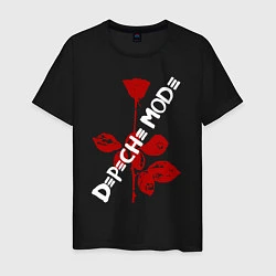 Футболка хлопковая мужская Depeche Mode красная роза, цвет: черный