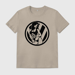 Футболка хлопковая мужская Volkswagen и девушка, цвет: миндальный