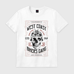 Футболка хлопковая мужская West Coast Bikers Gang, цвет: белый